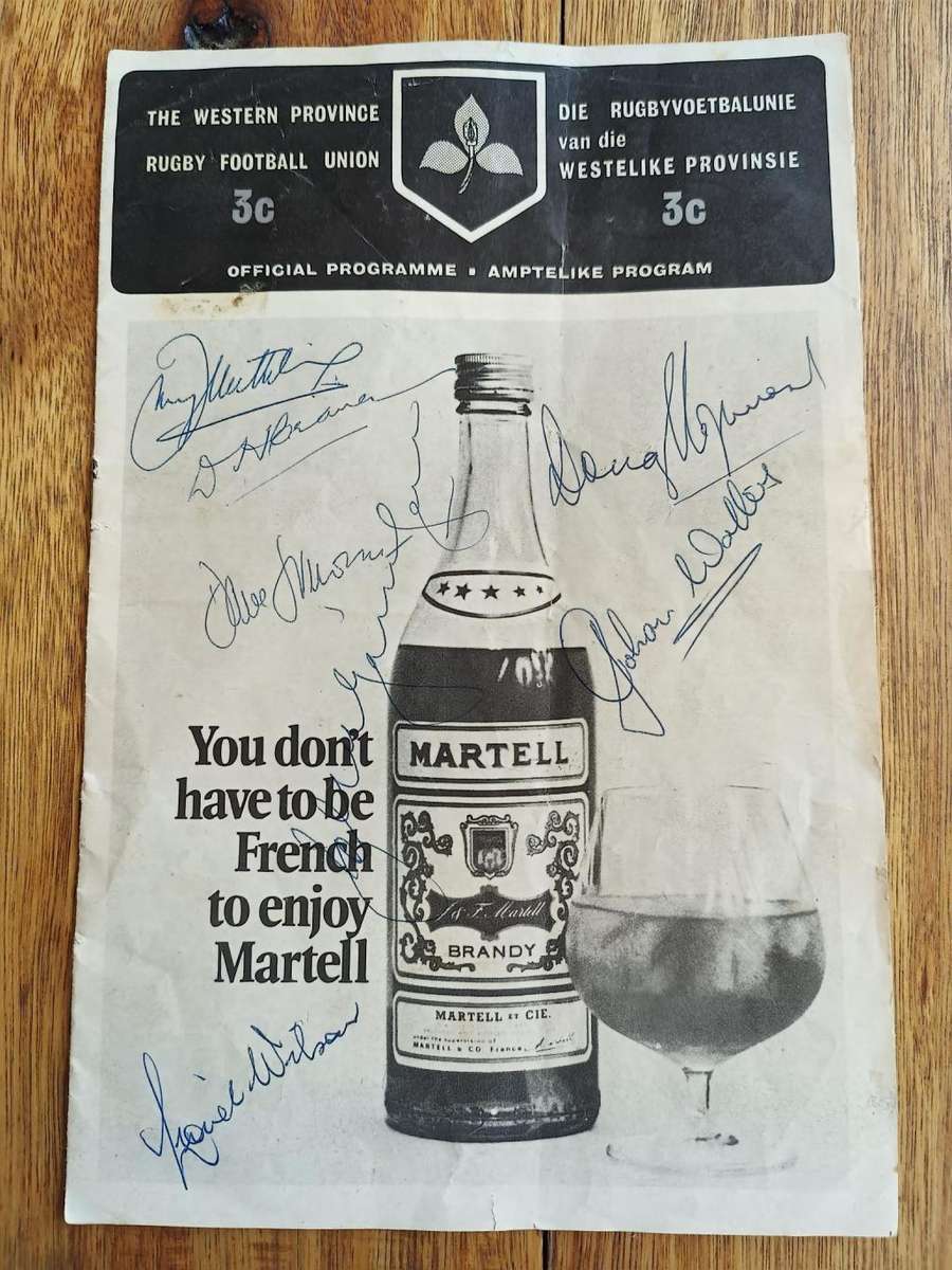 1971 EASTERN PROVINCE V WESTERN PROVINCE SIGNED RUGBY PROGRAMME , CRAVEN , HOPWOOD AND OTHERS