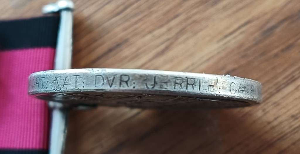 1906 NATAL REBELLION MEDAL -  ART NAT DVR JERRIE - CAPE MTD RIFLEMEN