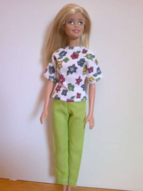 Barbie green pants and floral T-shirt. (EA)