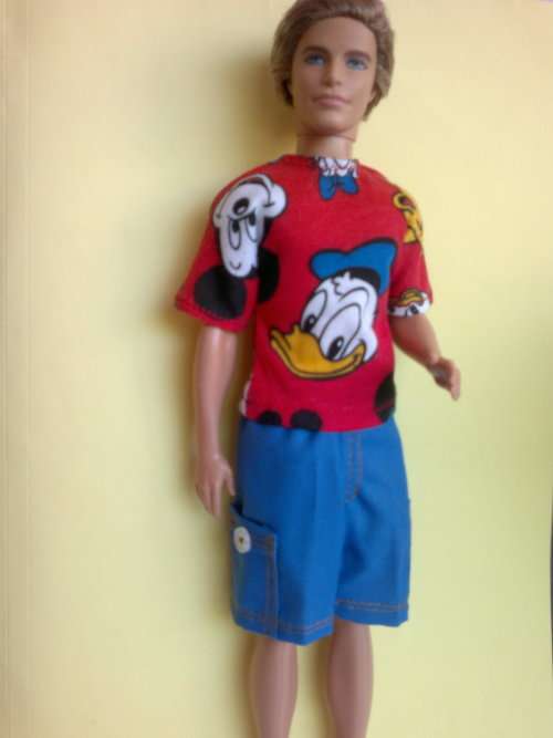 Ken - barbie - blue shorts and Disney T-shirt.