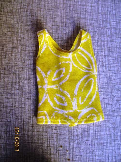 Ken - Barbie - bright BEACH SHORTS with yellow MUSCLE VEST.