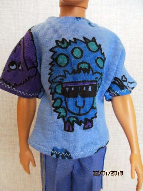 Ken - Barbie - blue cargo pants with sunglasses sheep print.