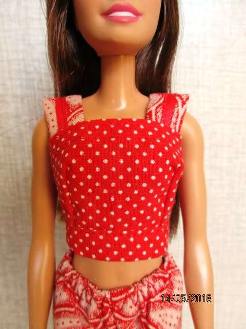 Barbie doll's shorts and strap top - red dots
