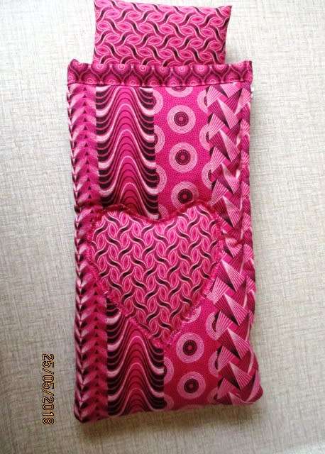 Barbie doll's sleeping bag - pink stripe shweshwe