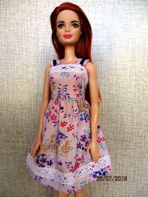 Barbie doll's dress - mauve floral