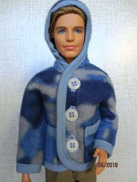 Ken doll's fleece Hoodie - blue camo