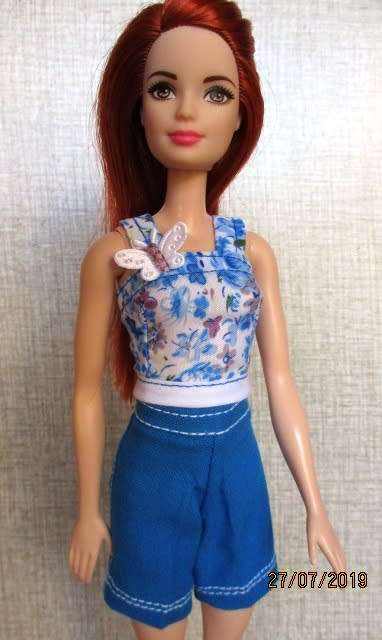 Barbie doll's fitted shorts and strap top  with butterfly