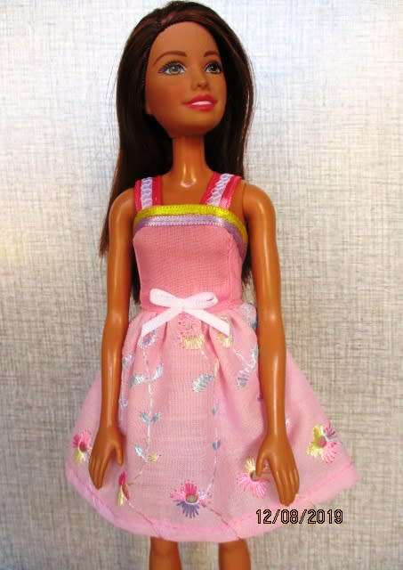 Barbie doll's summer nightie - pink anglaise + pink