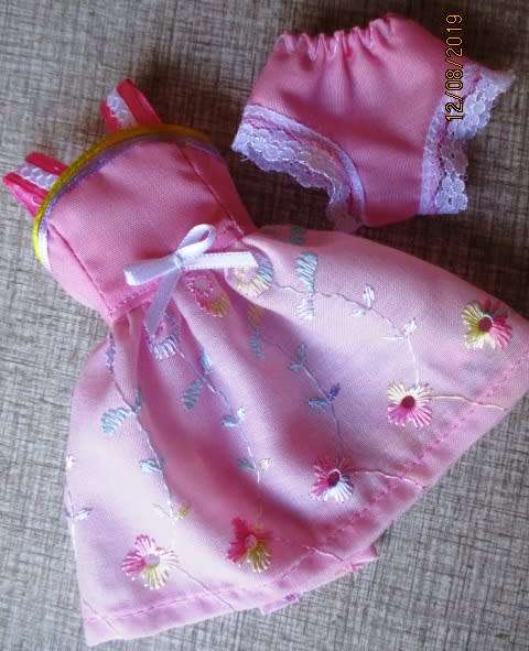 Barbie doll's summer nightie - pink anglaise + pink