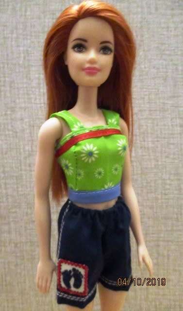 Barbie doll's shorts and strap top - navy and lime green