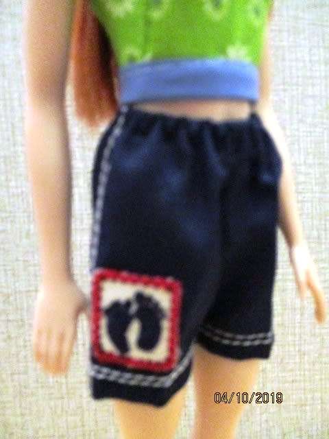 Barbie doll's shorts and strap top - navy and lime green