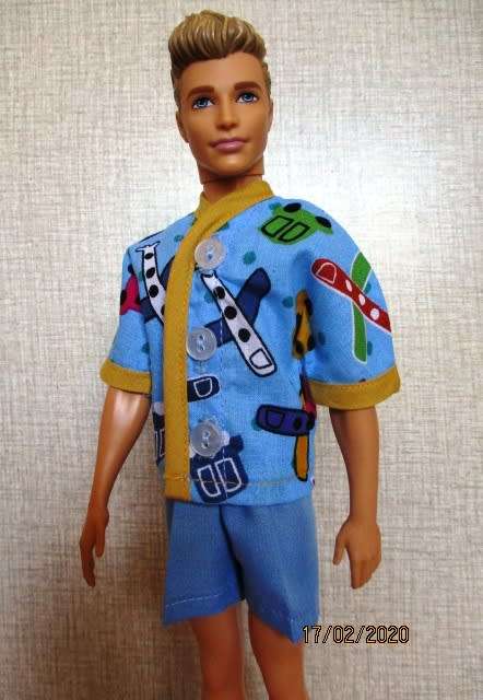 Ken doll`s summer pyjamas - blue aeroplanes