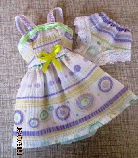 Barbie doll`s summer nightie - mauve and green print