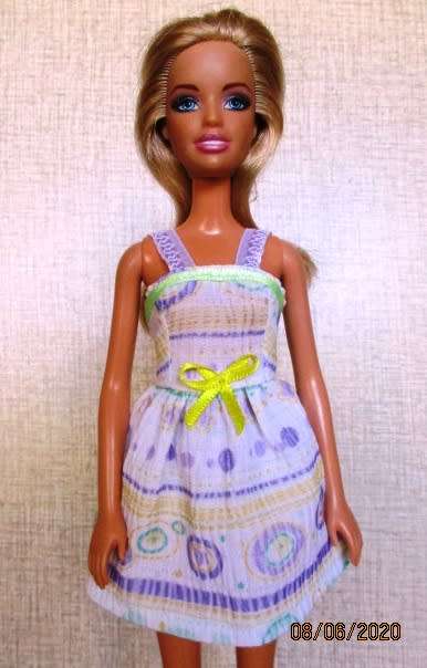 Barbie doll`s summer nightie - mauve and green print
