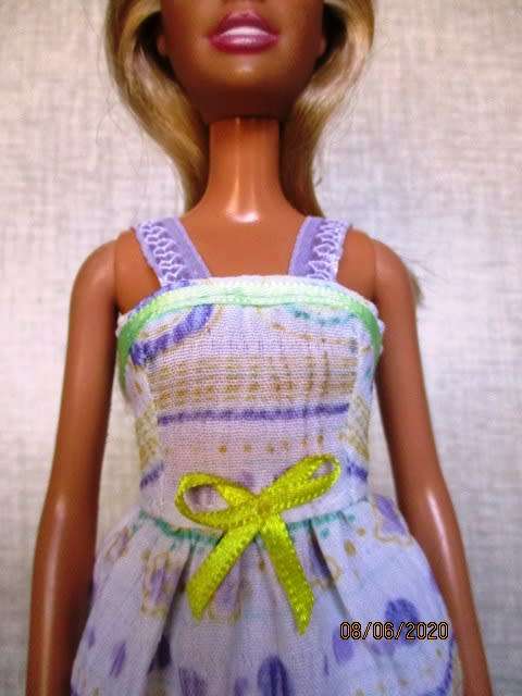 Barbie doll`s summer nightie - mauve and green print
