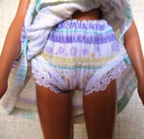 Barbie doll`s summer nightie - mauve and green print