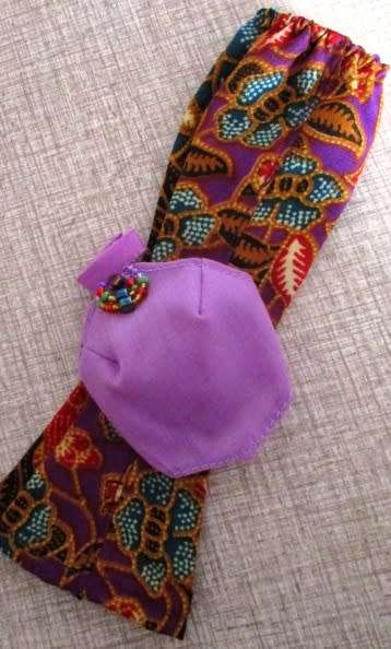 Barbie doll's bell bottom pants plus halter neck top - mauve