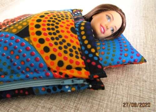 REDUCED TO CLEAR Barbie doll`s sleeping bag - circles