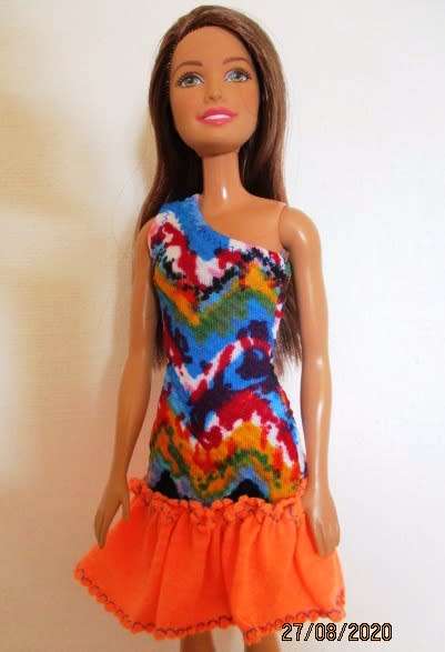 Barbie doll's one shoulder dress - blue