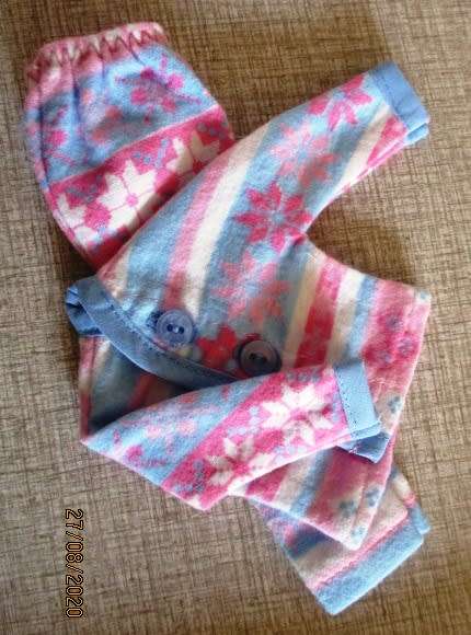 Barbie doll's winter pyjamas - pink and blue snowflake