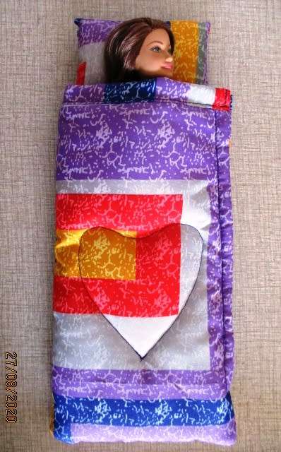 REDUCED TO CLEAR Barbie doll`s sleeping bag - geometric bright
