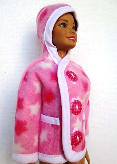 Barbie doll`s fleece hoodie - pink star