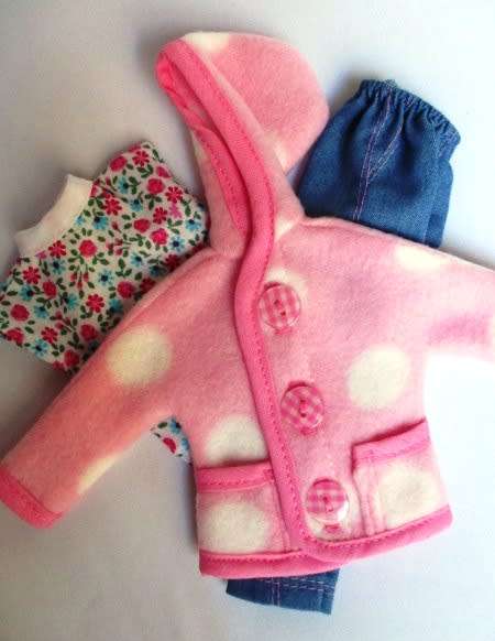 Barbie doll`s winter set - pink and denim