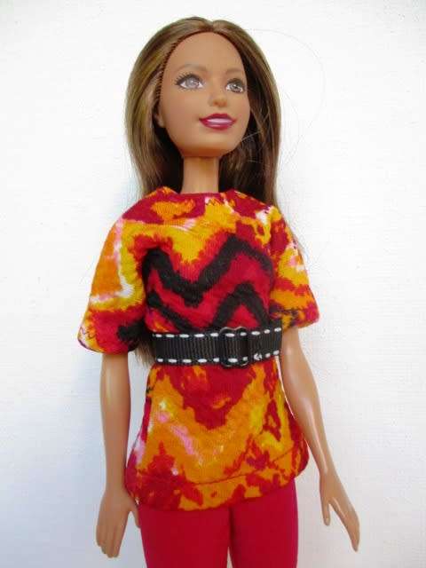 Barbie doll`s winter top plus leggings - red