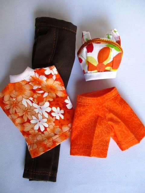 Barbie doll`s mix and match set - orange and brown