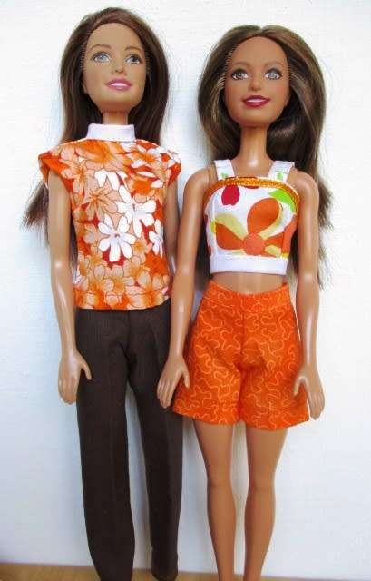Barbie doll`s mix and match set - orange and brown