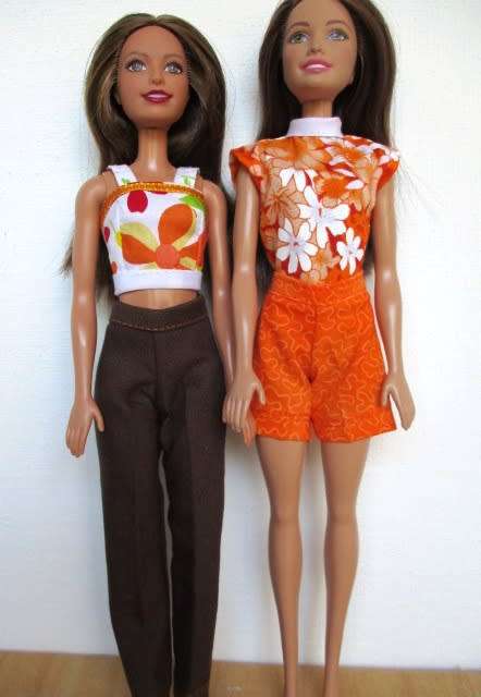 Barbie doll`s mix and match set - orange and brown