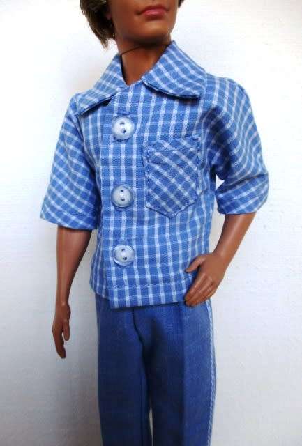 Ken doll`s pants and shirt with collar - blue