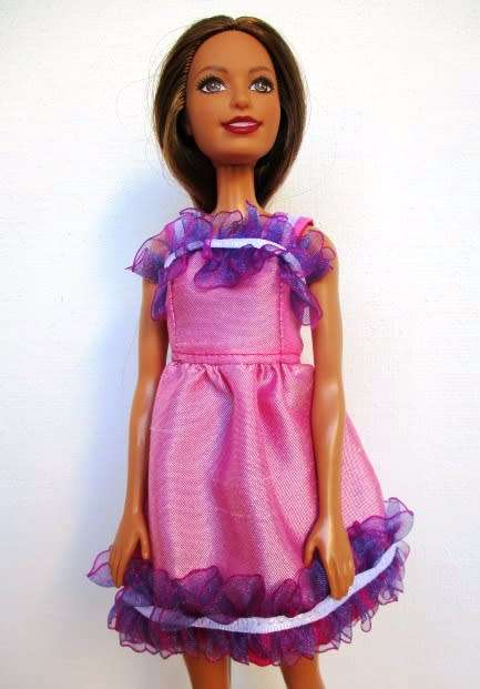 Barbie doll`s party dress - pink/purple ruffle