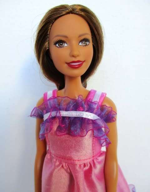 Barbie doll`s party dress - pink/purple ruffle