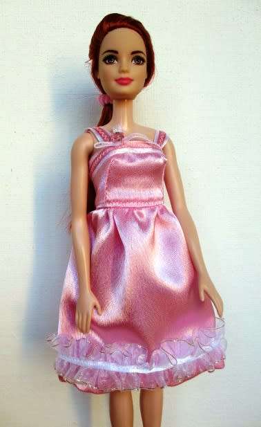 Barbie doll`s party dress - pink ruffle