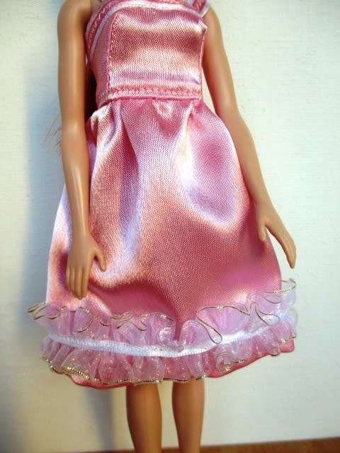 Barbie doll`s party dress - pink ruffle