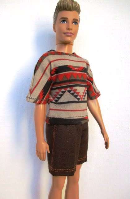 Ken doll`s shorts and tee- brown/orange