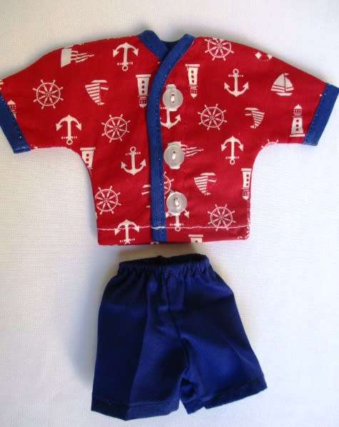 Ken doll`s summer pyjamas - nautical red
