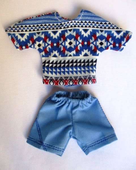 Ken doll`s shorts and print tee - blue/red/white