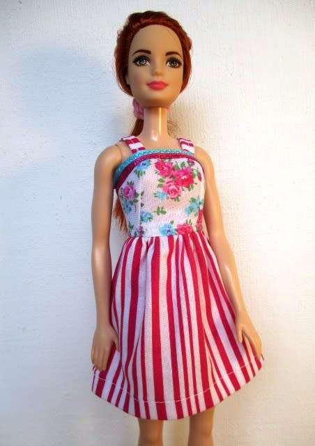 Barbie doll`s dress - pink stripe
