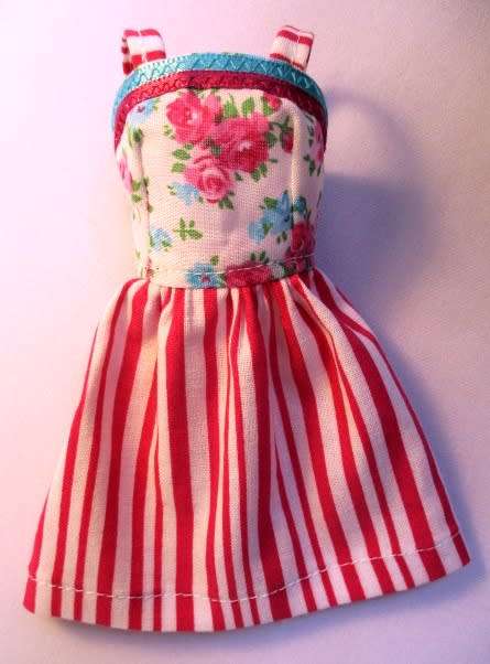 Barbie doll`s dress - pink stripe