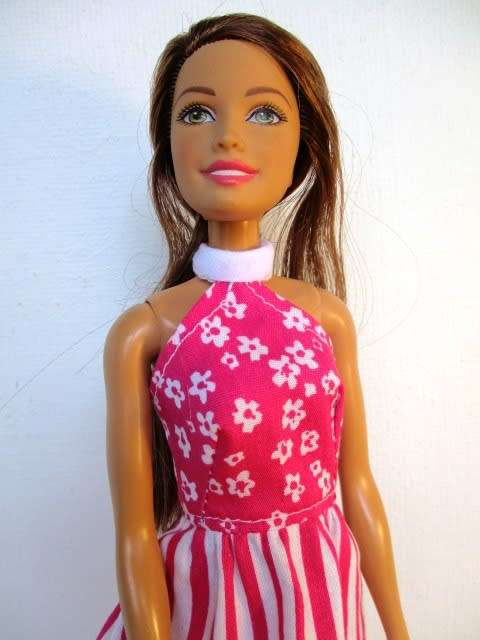 Barbie doll`s halter neck dress - pink prints