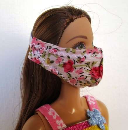 Barbie doll`s long dress, bag and necklace - pink/yellow