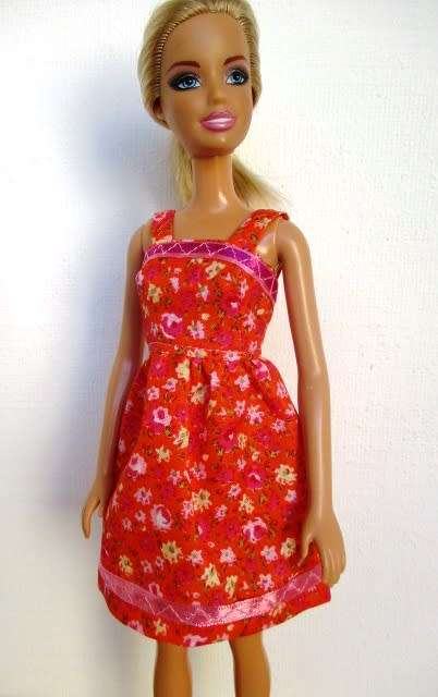 Barbie doll`s summer dress - orange floral