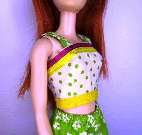 Barbie doll`s shorts and strap top - lime green spot