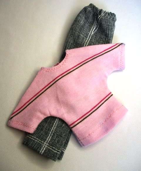 Ken doll`s long pants plus t-shirt - pink stripe