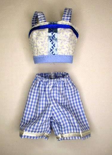 Barbie doll`s shorts and strap top - blue check