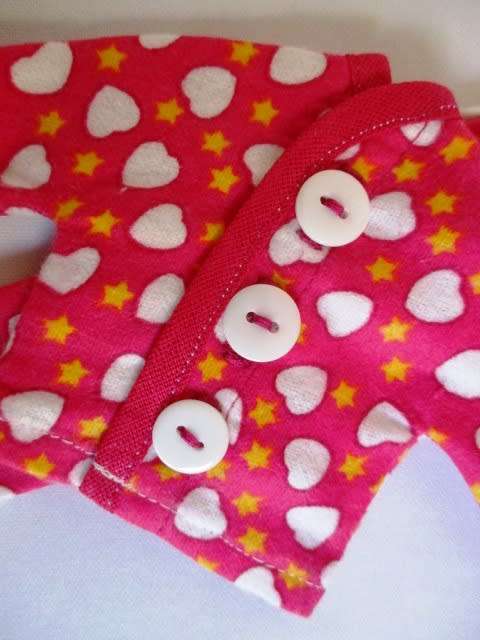 Barbie doll`s winter pyjamas - pink with white hearts
