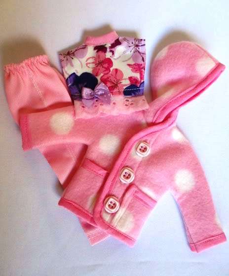 Barbie doll`s pants, top and hoodie - pink