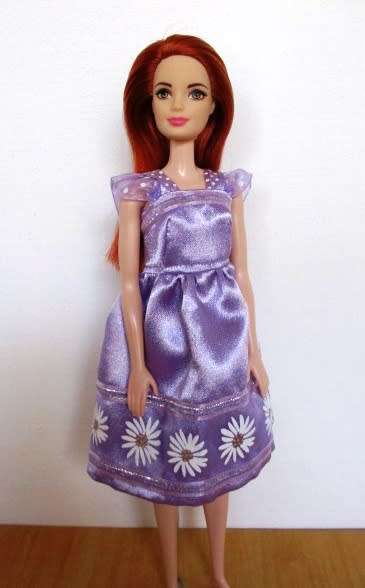 Barbie doll`s party dress - mauve gathered straps